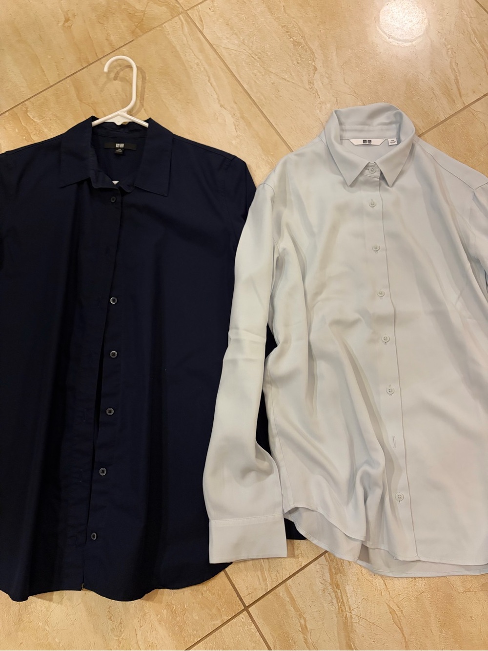 Uniqlo women’s Dark Navy and Light Blue Button-Down Dress Shirts